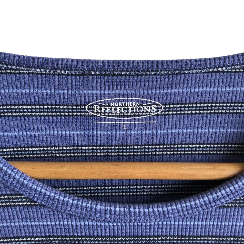 Northern Reflections Waffle Knit Striped Tee Large Purple - Picture 6 of 9